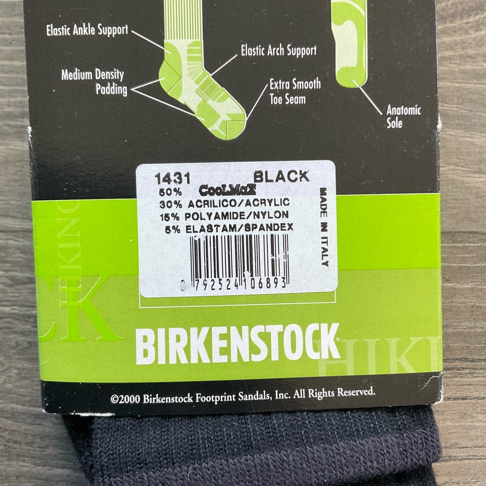 VTG Birkenstock Coolmax Hiking Socks Unisex MEDIUM Women’s 6.5-9.5 Men’s 5.5-8.5 - Picture 6 of 8